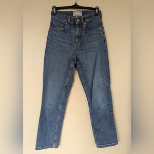 Everlane High Rise Straight Jeans, Medium Blue (SIZE 25 Ankle)